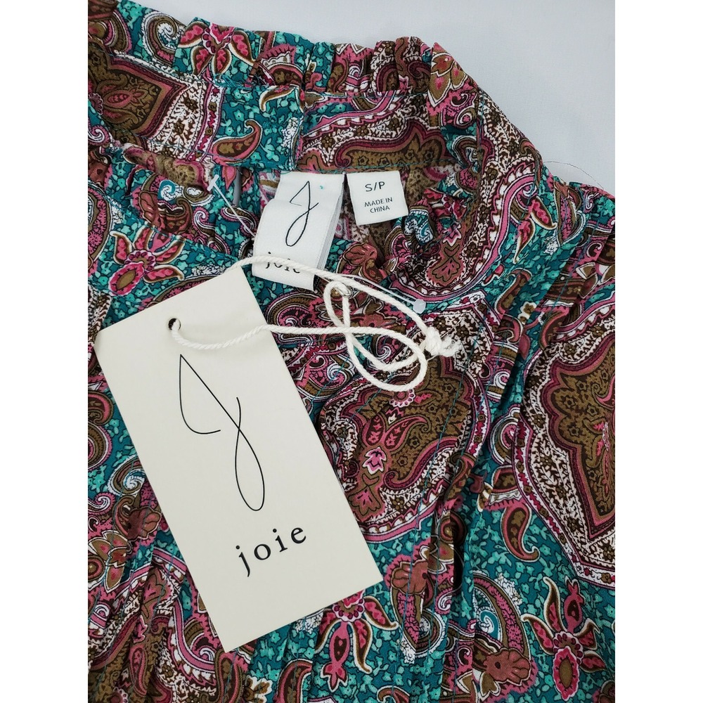 Joie Women Brown Blue Paisley Blouse Top 1250007 Size S New - Picture 4 of 10